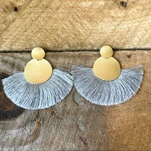 Gray Fringe Tassel Earrings